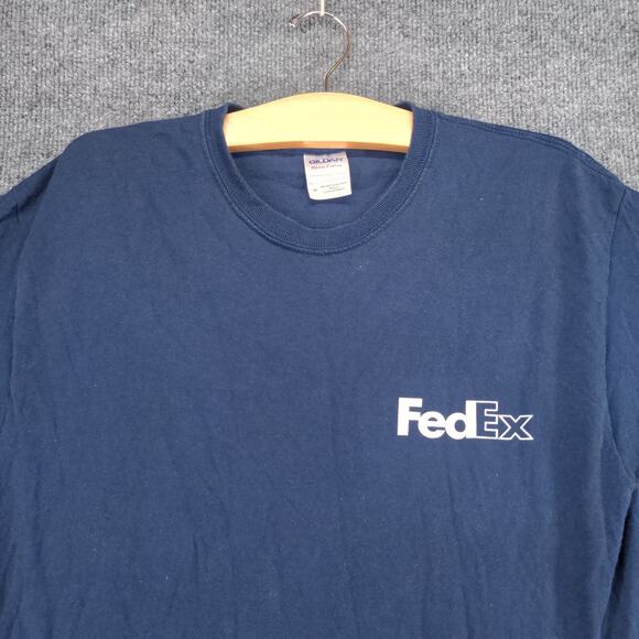 FedEx Employee T Shirt Womens Size M Blue Graphic Logo Spell Out - Picture 7 of 12